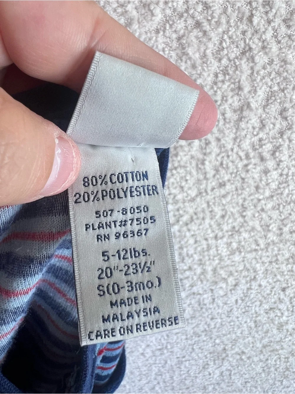 OshKosh Vintage Baby Velour Stripe‎ One Piece Romper Size 0-3 Months